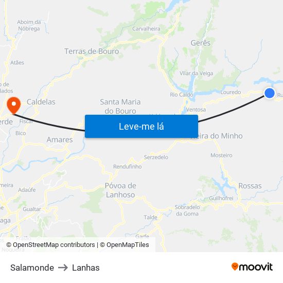 Salamonde to Lanhas map