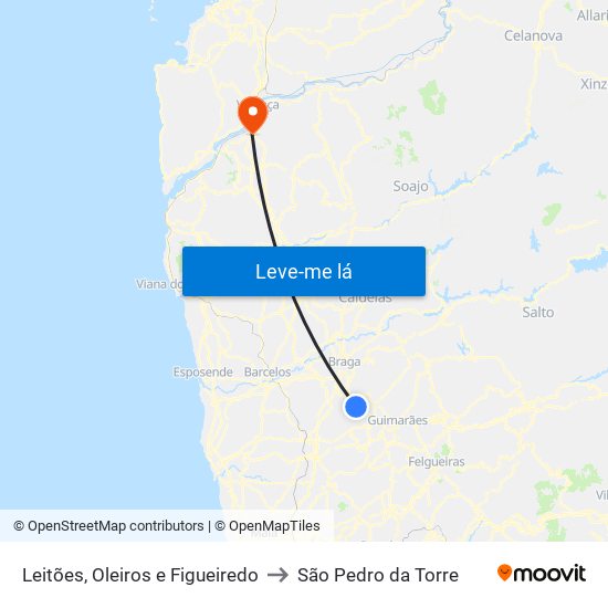 Leitões, Oleiros e Figueiredo to São Pedro da Torre map