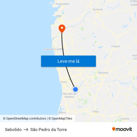 Sebolido to São Pedro da Torre map
