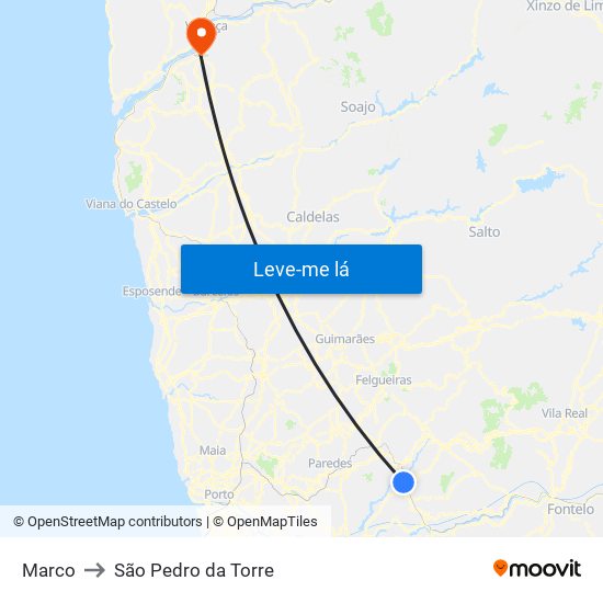 Marco to São Pedro da Torre map