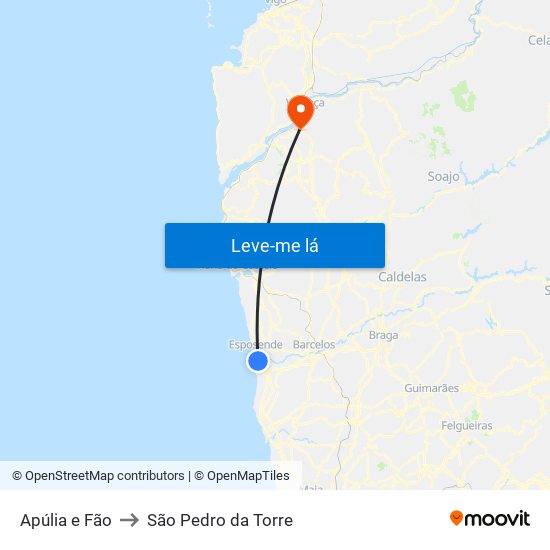 Apúlia e Fão to São Pedro da Torre map