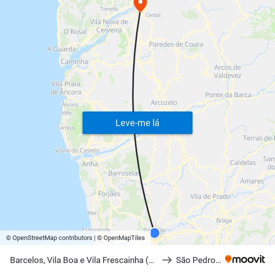 Barcelos, Vila Boa e Vila Frescainha (São Martinho e São Pedro) to São Pedro da Torre map