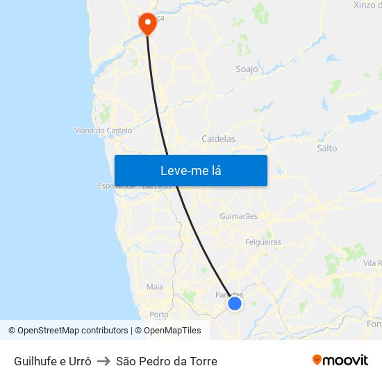 Guilhufe e Urrô to São Pedro da Torre map