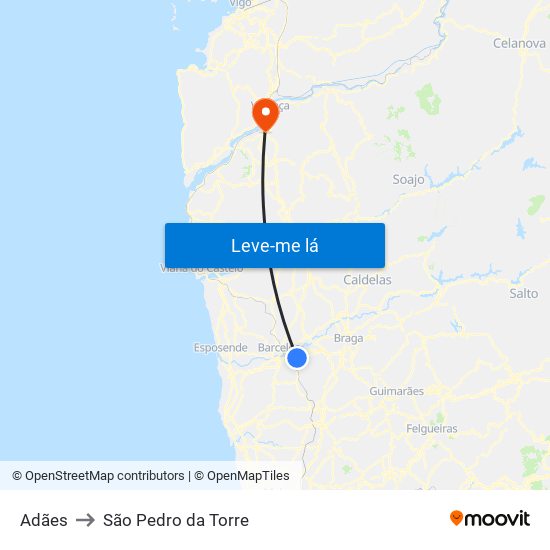 Adães to São Pedro da Torre map