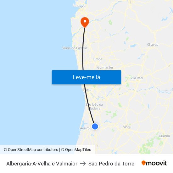 Albergaria-A-Velha e Valmaior to São Pedro da Torre map