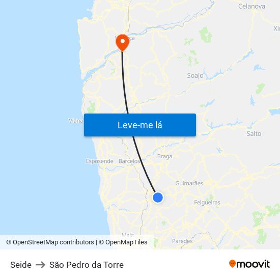 Seide to São Pedro da Torre map