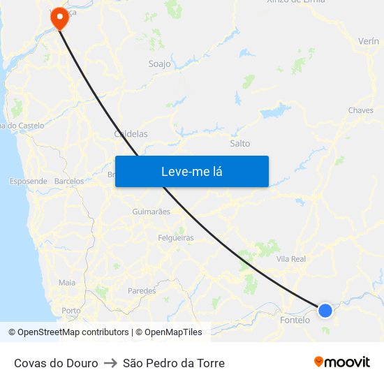 Covas do Douro to São Pedro da Torre map