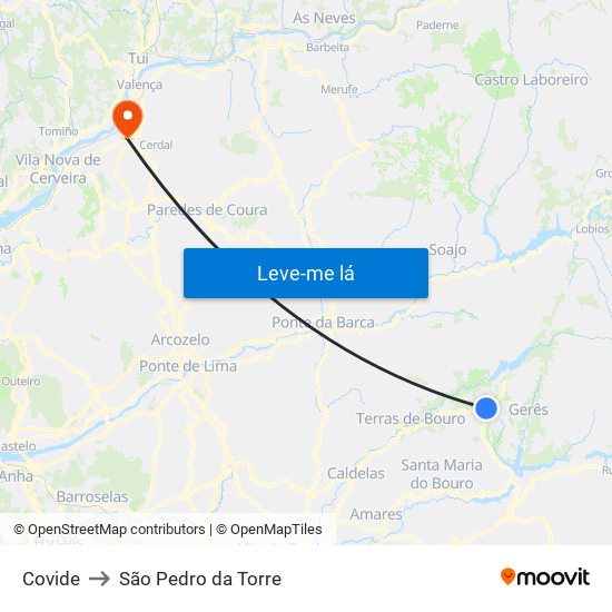 Covide to São Pedro da Torre map