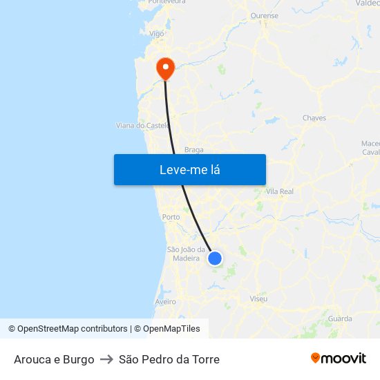 Arouca e Burgo to São Pedro da Torre map
