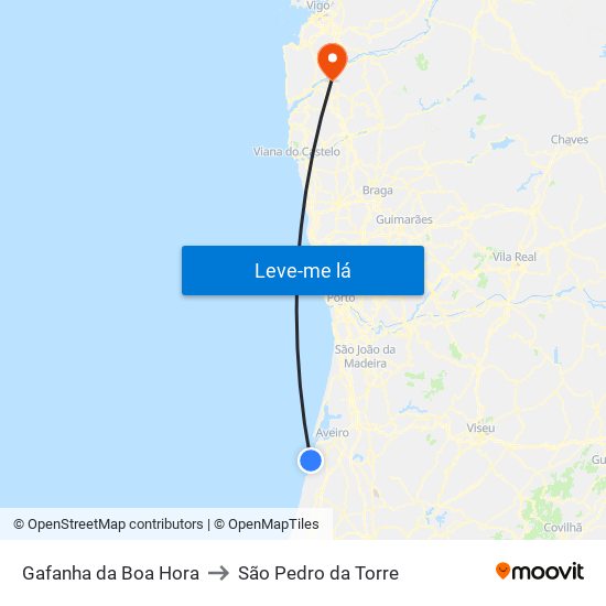 Gafanha da Boa Hora to São Pedro da Torre map