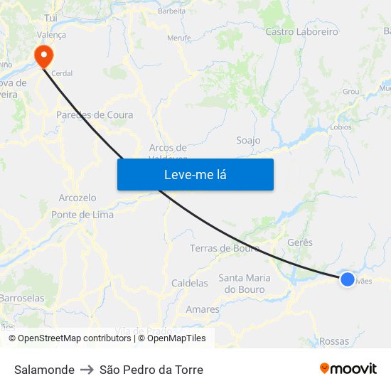 Salamonde to São Pedro da Torre map