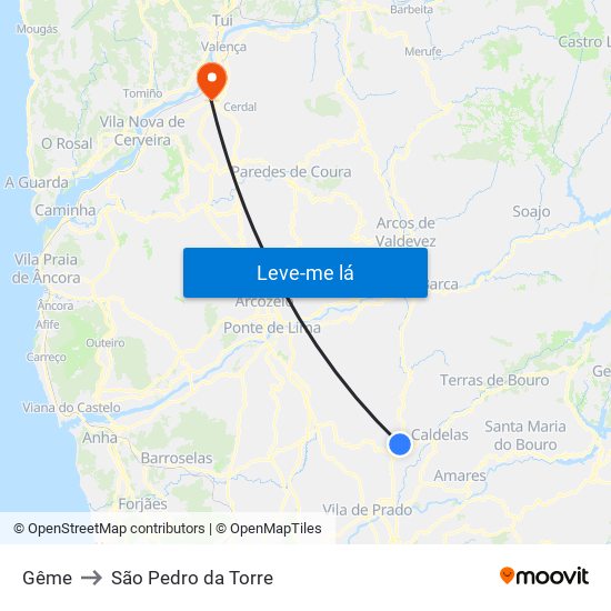 Gême to São Pedro da Torre map