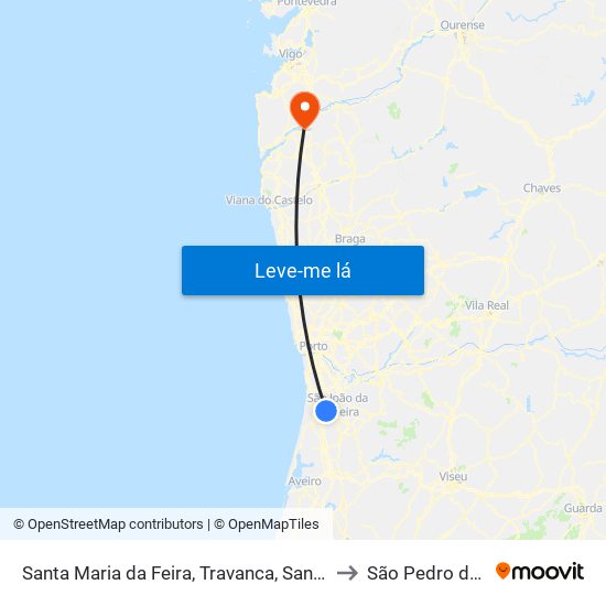 Santa Maria da Feira, Travanca, Sanfins e Espargo to São Pedro da Torre map