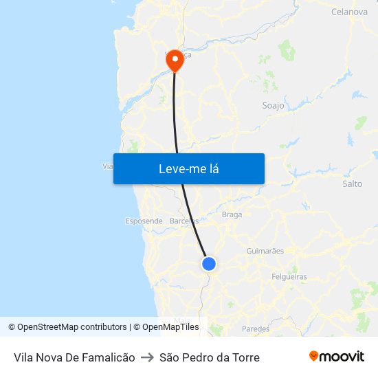 Vila Nova De Famalicão to São Pedro da Torre map