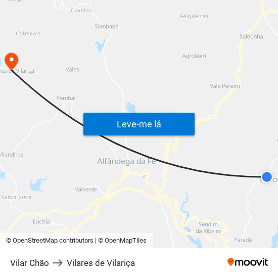 Vilar Chão to Vilares de Vilariça map