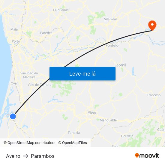 Aveiro to Parambos map