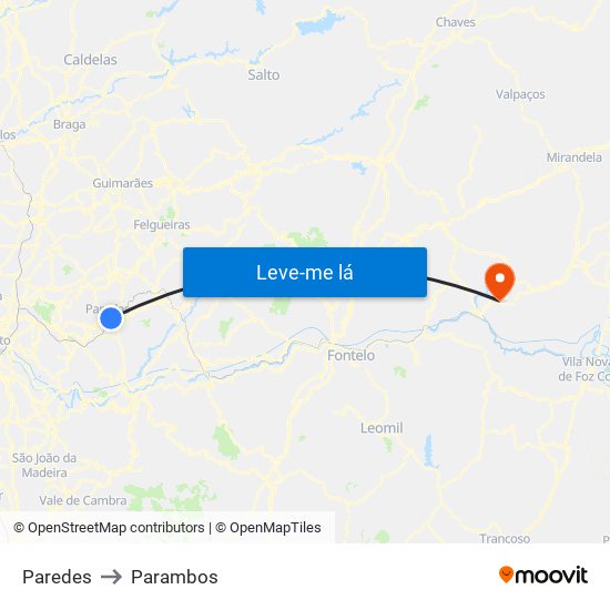 Paredes to Parambos map