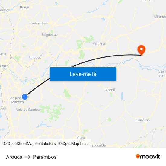 Arouca to Parambos map