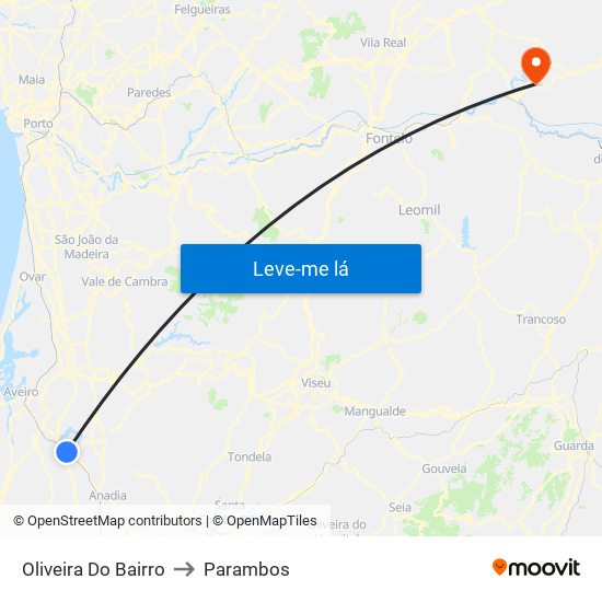 Oliveira Do Bairro to Parambos map