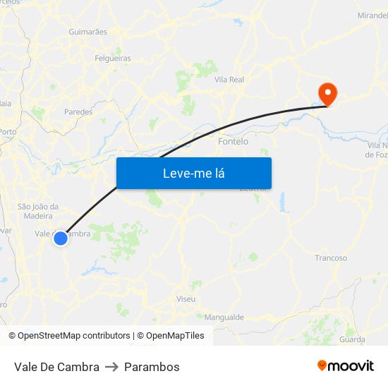 Vale De Cambra to Parambos map