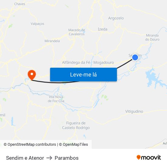 Sendim e Atenor to Parambos map