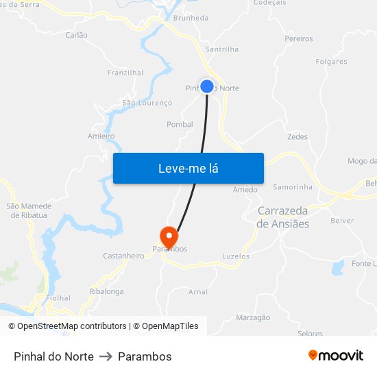 Pinhal do Norte to Parambos map