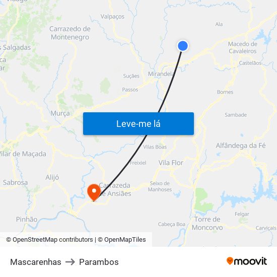 Mascarenhas to Parambos map