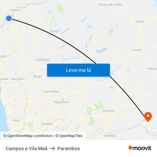 Campos e Vila Meã to Parambos map