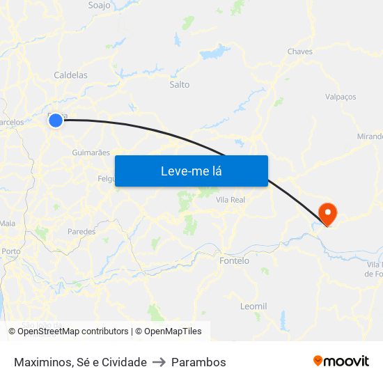 Maximinos, Sé e Cividade to Parambos map