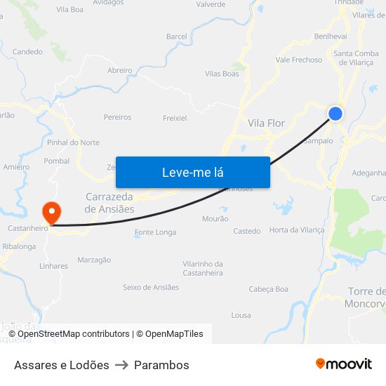 Assares e Lodões to Parambos map