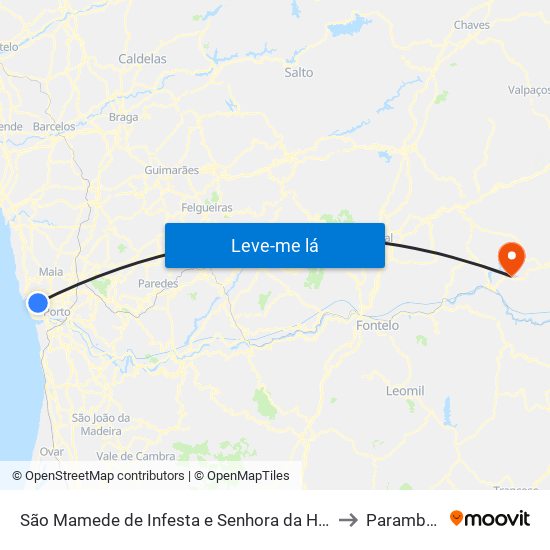 São Mamede de Infesta e Senhora da Hora to Parambos map