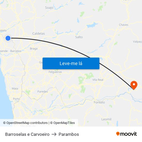 Barroselas e Carvoeiro to Parambos map