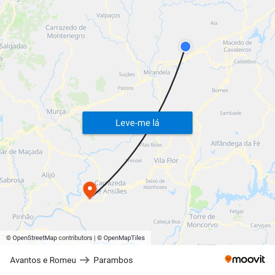 Avantos e Romeu to Parambos map