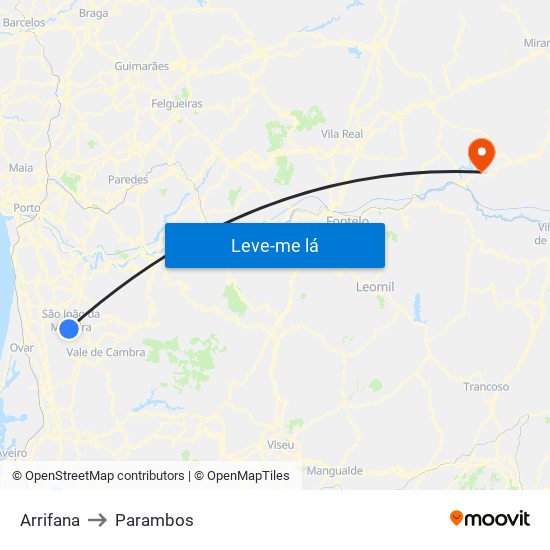 Arrifana to Parambos map