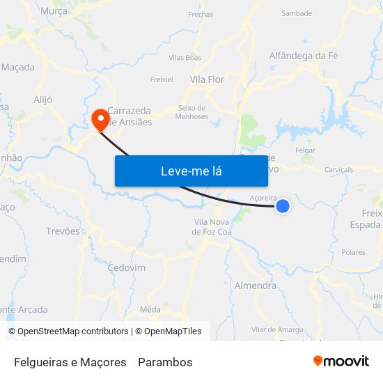 Felgueiras e Maçores to Parambos map