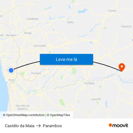 Castêlo da Maia to Parambos map