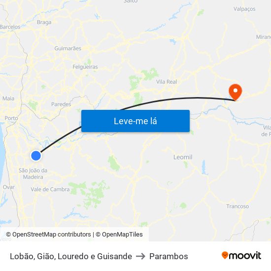 Lobão, Gião, Louredo e Guisande to Parambos map