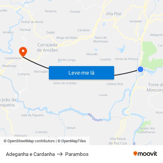 Adeganha e Cardanha to Parambos map