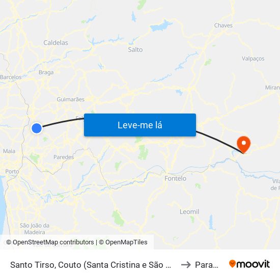 Santo Tirso, Couto (Santa Cristina e São Miguel) e Burgães to Parambos map