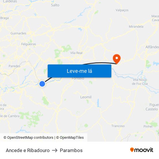 Ancede e Ribadouro to Parambos map