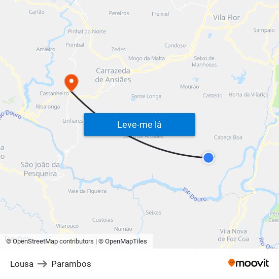 Lousa to Parambos map