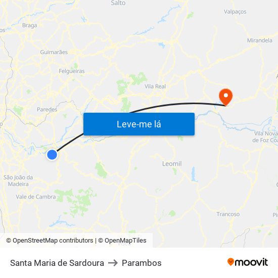 Santa Maria de Sardoura to Parambos map