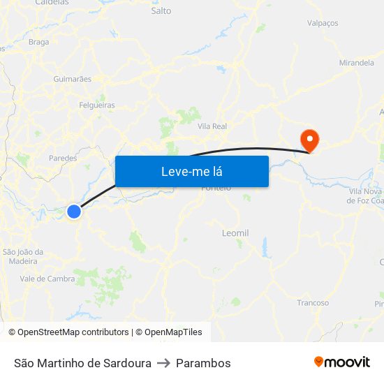 São Martinho de Sardoura to Parambos map