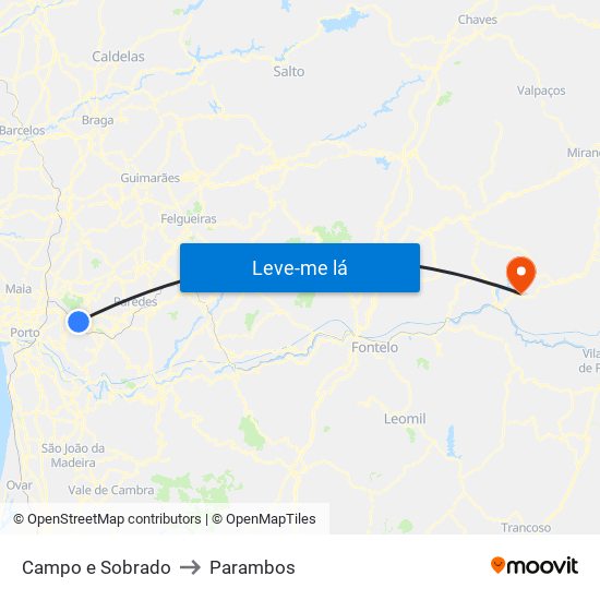Campo e Sobrado to Parambos map