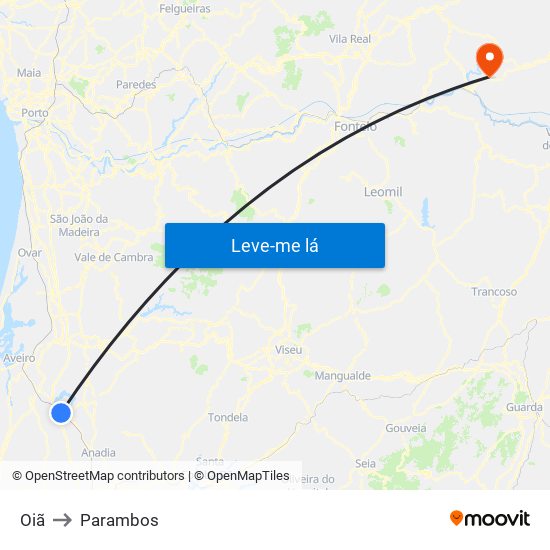 Oiã to Parambos map