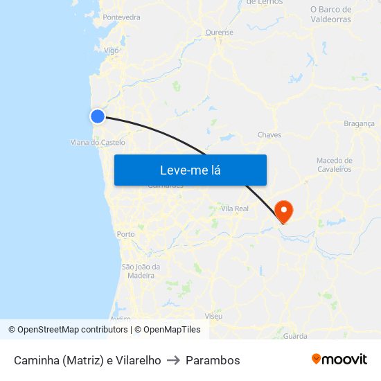 Caminha (Matriz) e Vilarelho to Parambos map