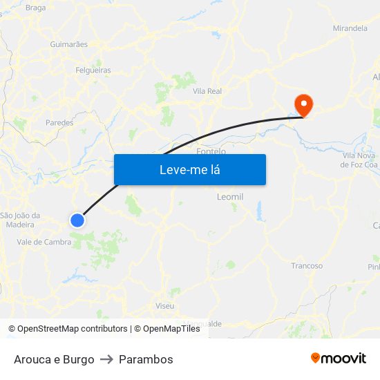 Arouca e Burgo to Parambos map