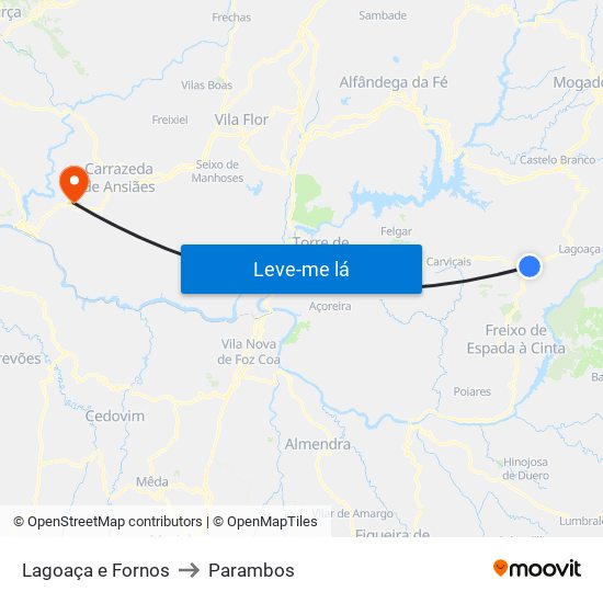 Lagoaça e Fornos to Parambos map