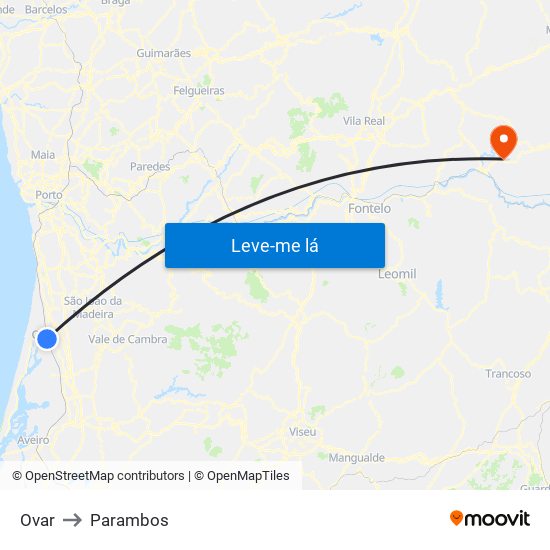 Ovar to Parambos map