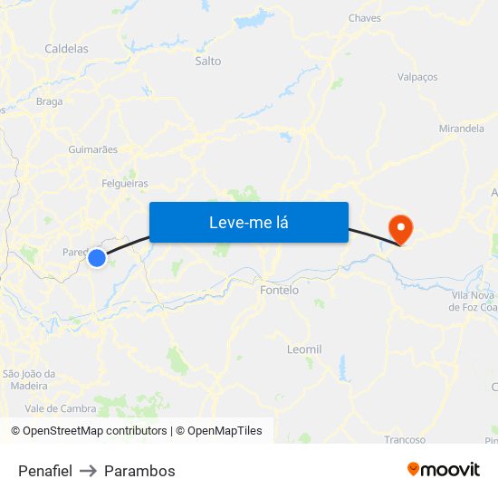 Penafiel to Parambos map